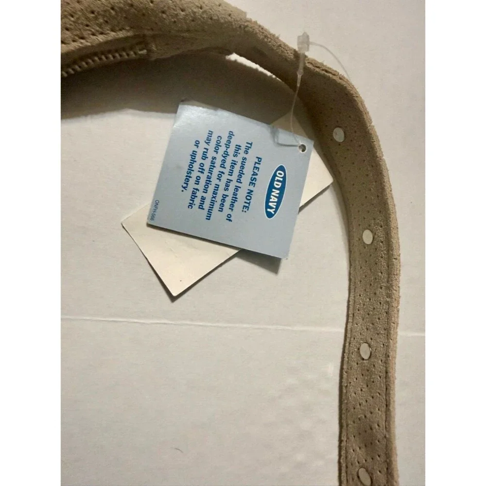 NWT Old Navy Perforated Suede Hobo Bag - Moto Studded Shoulder Bag - Beige